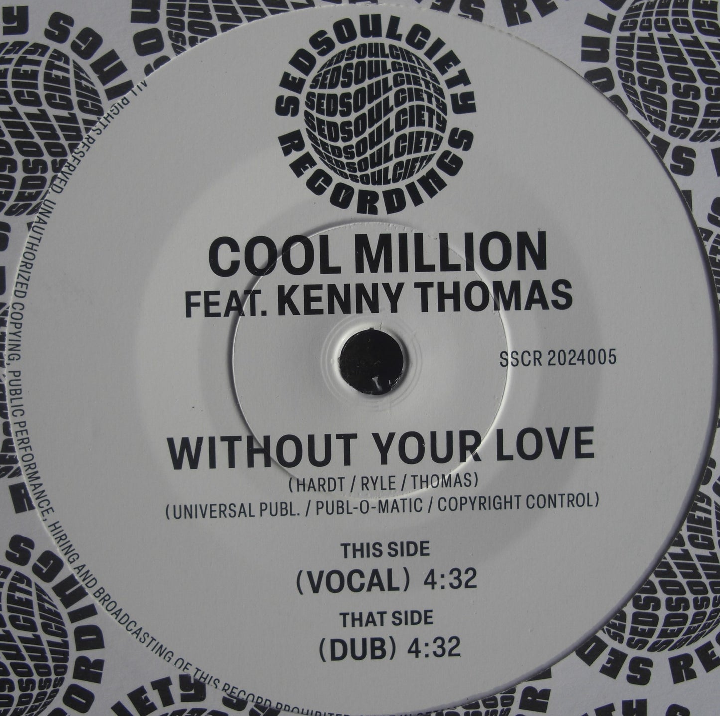 Cool Million Feat. Kenny Thomas – Without Your Love Vinyl, 7"
