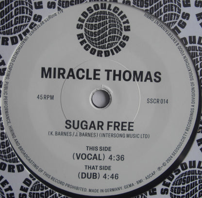Miracle Thomas & Rob Hardt - Sugar Free Vinyl, 7"