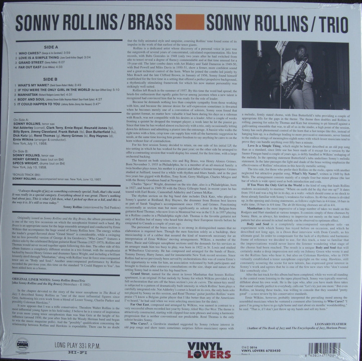 Sonny Rollins – Sonny Rollins/Brass - Sonny Rollins/Trio Vinyl, LP, Limited Edt, Reissue