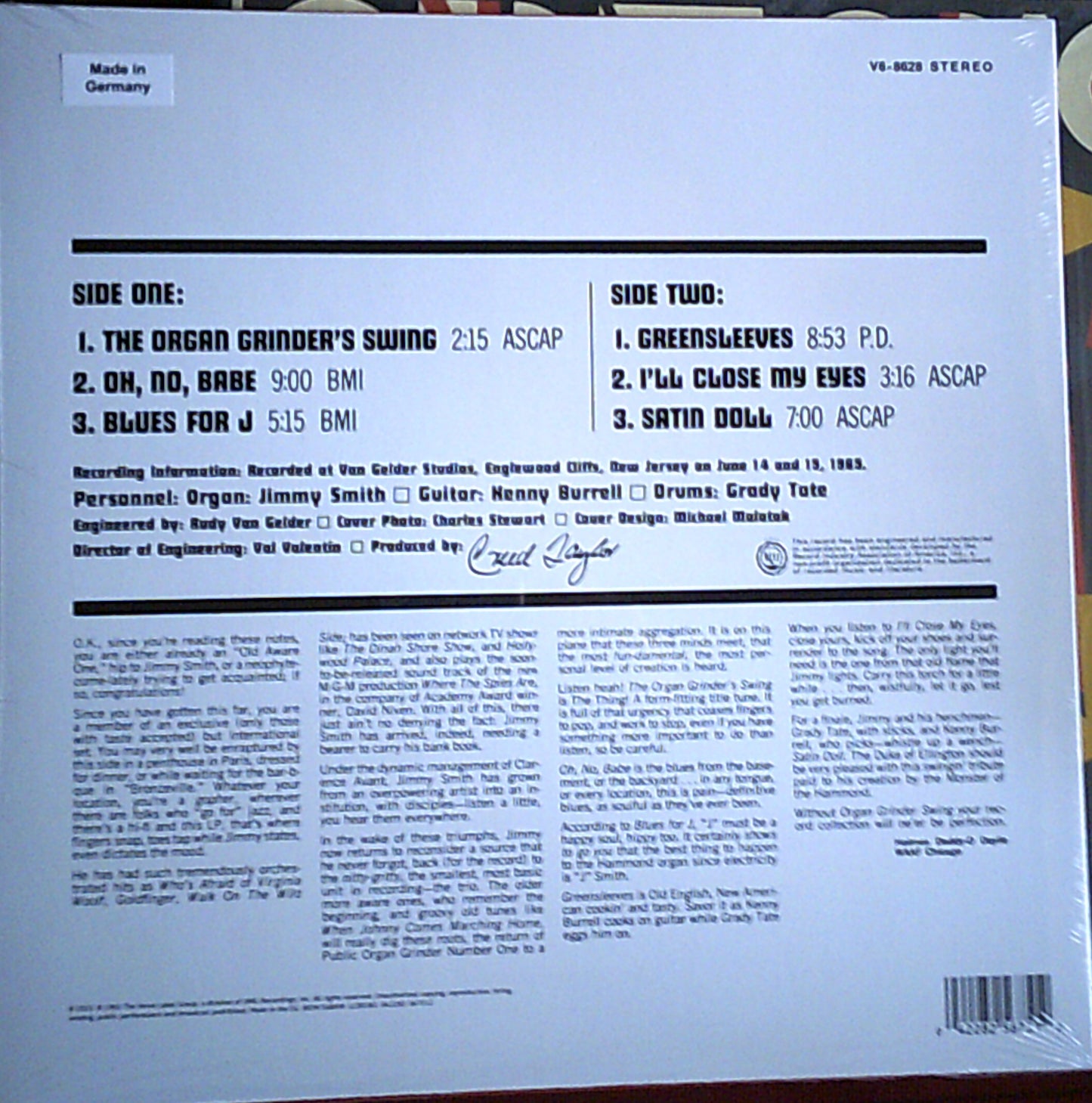 Jimmy Smith Kenny Burrell Grady Tate - Organ Grinder Swing Vinyl, LP, Album, Reissue