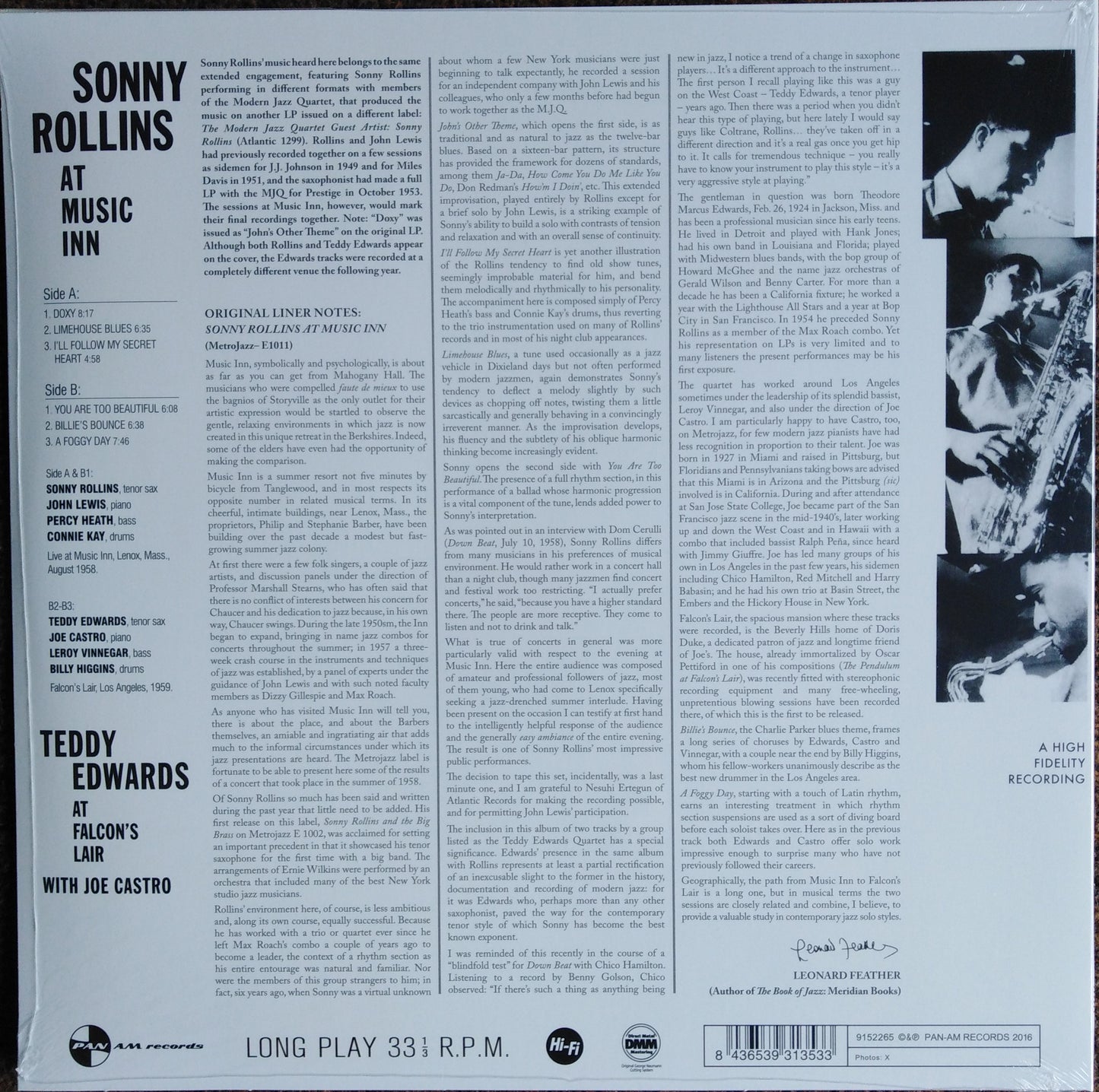 Sonny Rollins / Teddy Edwards With Joe Castro – At Music Inn / At Falcon's Lair Vinyl, LP, Album