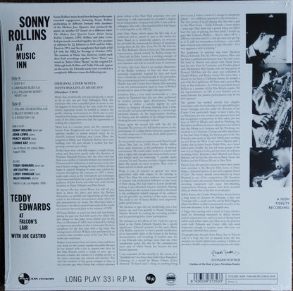 Sonny Rollins / Teddy Edwards With Joe Castro – At Music Inn / At Falcon's Lair Vinyl, LP, Album