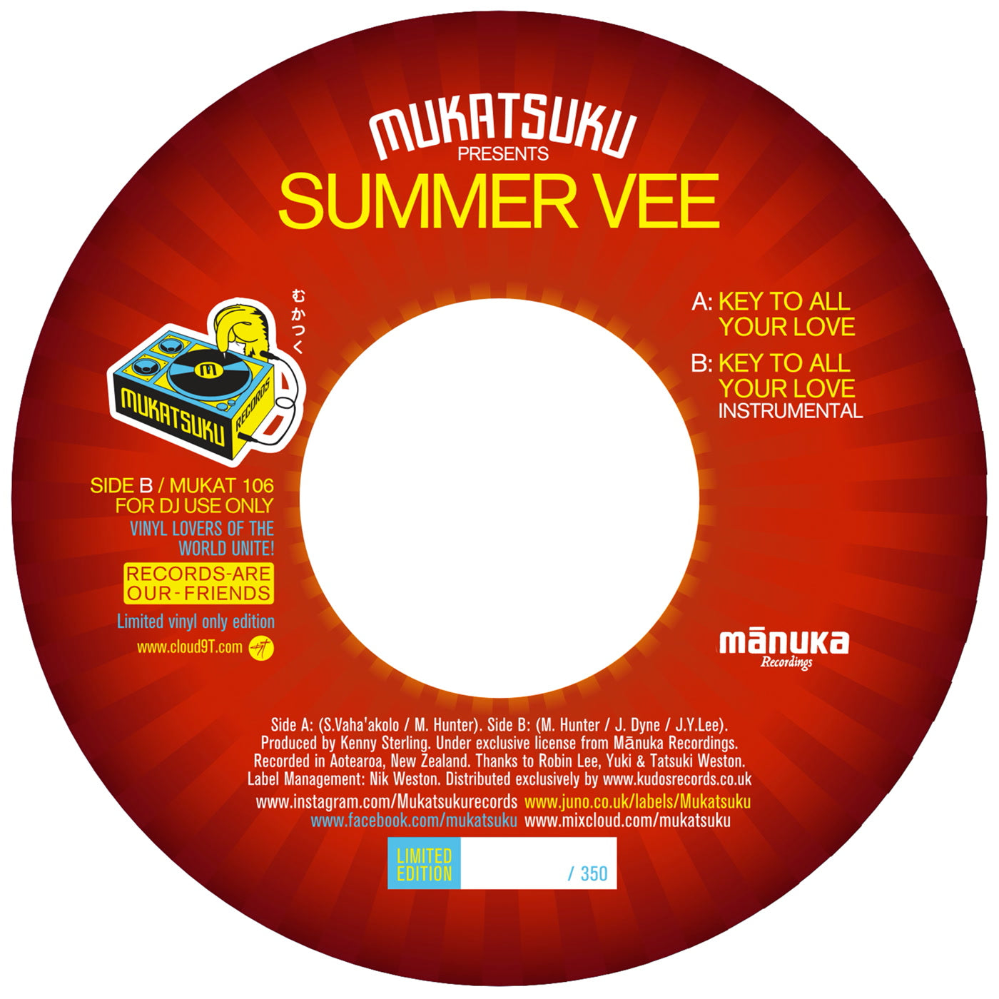 Summer Vee - Key To All Your Love Vinyl, 7"